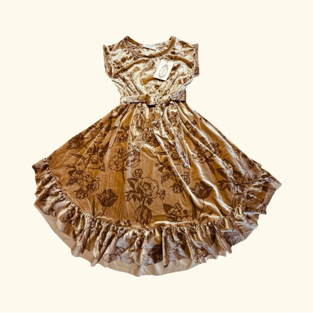 NWT Joyfolie Mia Joy Velvet Dress Ruffle Hem Size 7